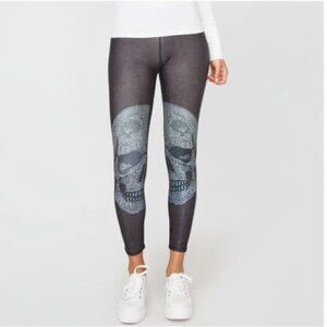 Terez Crystal Skull Hi-Shine Slim Band Leggings - Size Large‎